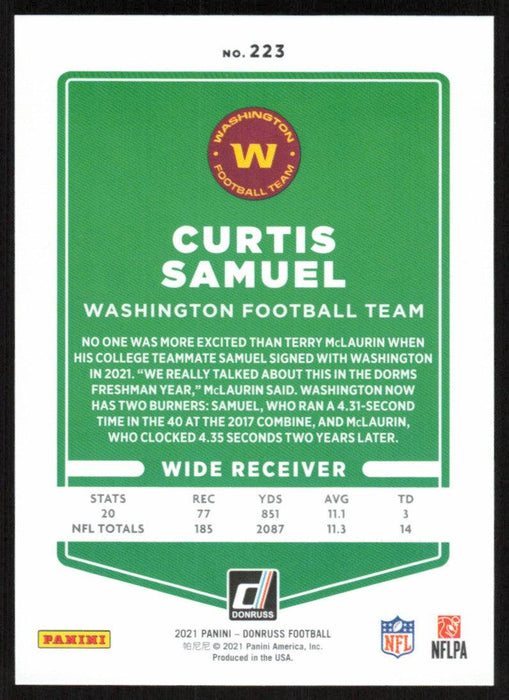 Curtis Samuel 2021 Donruss Football # 223 Washington Football Team Base - Collectible Craze America