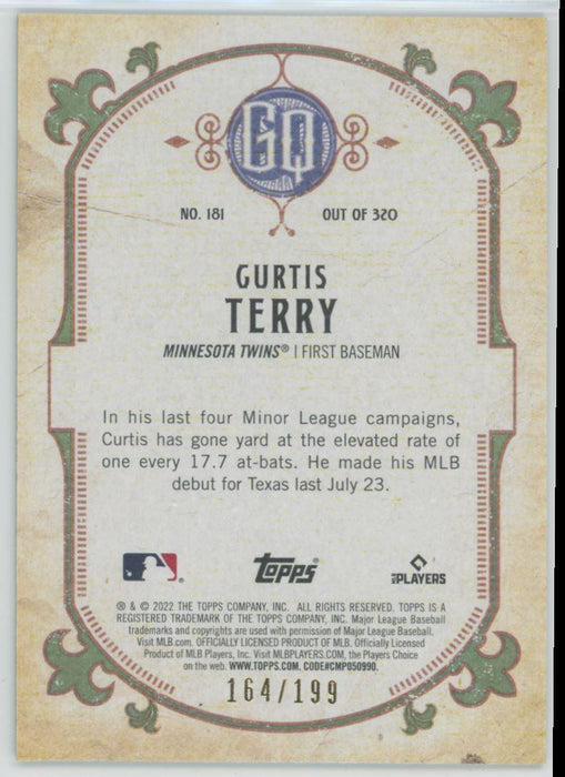 Curtis Terry 2022 Topps Gypsy Queen # 181 RC 164/199 Turquoise Minnesota Twins - Collectible Craze America