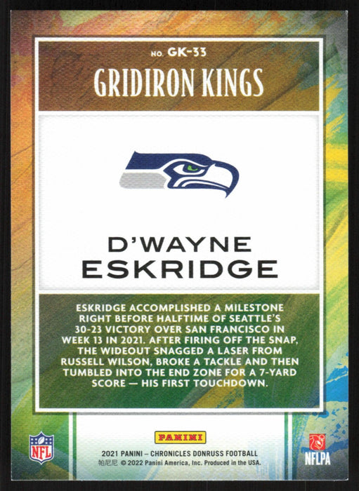 D'Wayne Eskridge 2021 Panini Chronicles Gridiron Kings # GK-33 RC Seattle Seahawks - Collectible Craze America