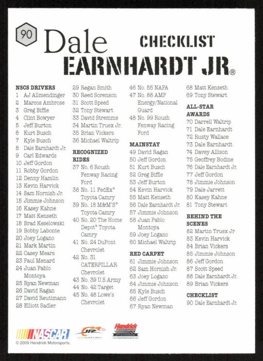 Dale Earnhardt Jr. 2009 Press Pass VIP # 90 Checklist - Collectible Craze America