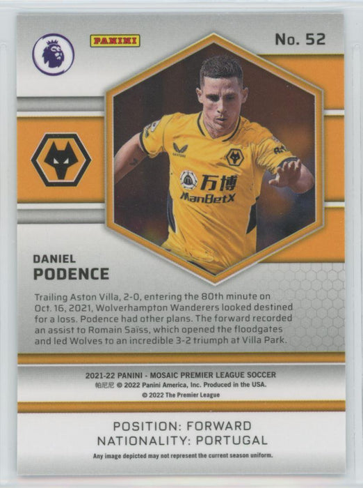 Daniel Podence 2021 Panini Mosaic Premier League # 52 Wolverhampton Wanderers - Collectible Craze America