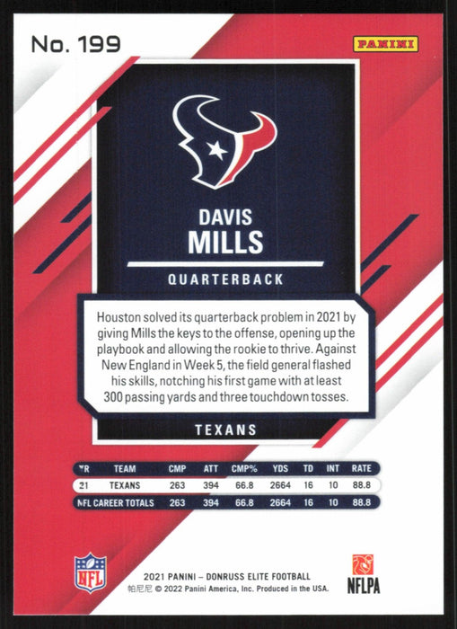 Davis Mills 2021 Panini Chronicles Elite # 199 RC Houston Texans - Collectible Craze America
