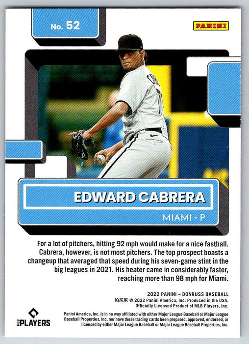 Edward Cabrera 2022 Donruss Baseball # 52 Holo Red Miami Marlins - Collectible Craze America