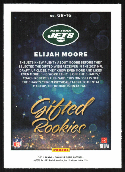 Elijah Moore 2021 Donruss Optic Gifted Rookies # GR-16 RC New York Jets - Collectible Craze America