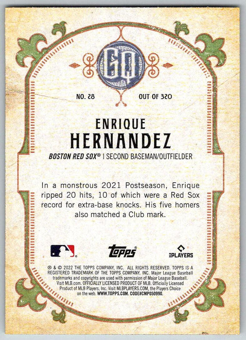 Enrique Hernandez 2022 Topps Gypsy Queen # 28 Boston Red Sox - Collectible Craze America