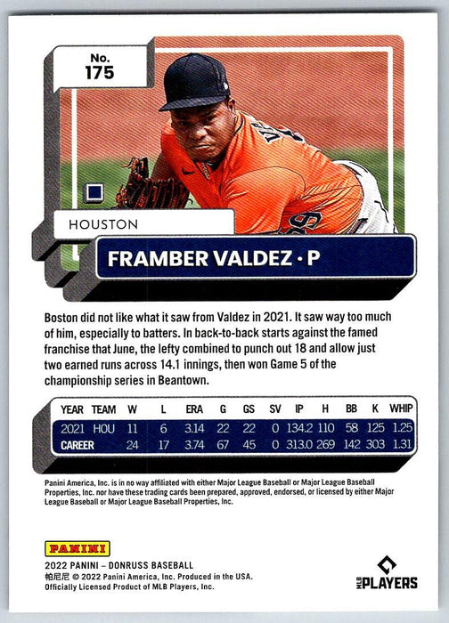Framber Valdez 2022 Donruss Baseball # 175 Houston Astros - Collectible Craze America