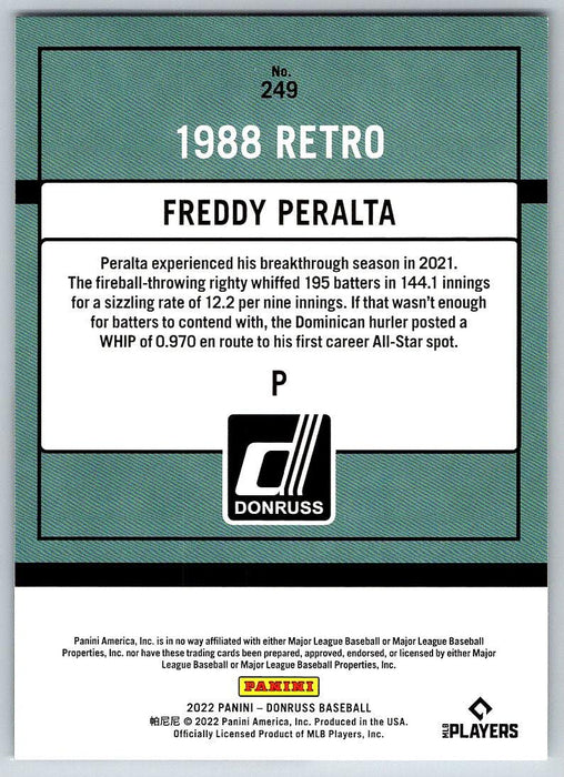 Freddy Peralta 2022 Donruss Baseball # 249 Milwaukee Brewers - Collectible Craze America