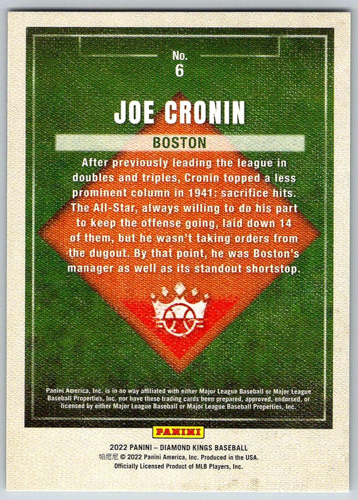 Joe Cronin 2022 Panini Diamond Kings # 6 Boston Red Sox - Collectible Craze America