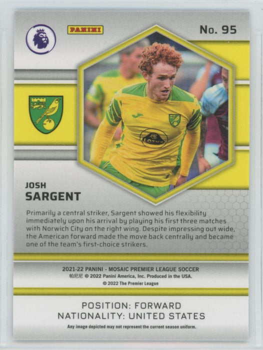 Josh Sargent 2021 Panini Mosaic Premier League # 95 Norwich City - Collectible Craze America