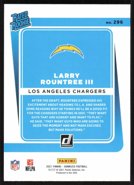 Larry Rountree III 2021 Donruss Football # 296 RC Los Angeles Chargers Rated Rookie Base - Collectible Craze America