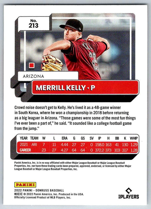 Merrill Kelly 2022 Donruss Baseball # 213 Arizona Diamondbacks - Collectible Craze America