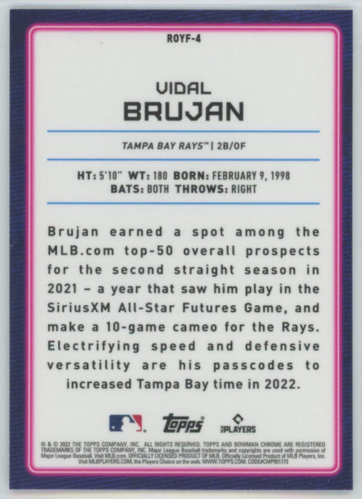 Vidal Brujan 2022 Bowman Rookie of the Year Favorites # ROYF-4 Insert Tampa Bay Rays - Collectible Craze America