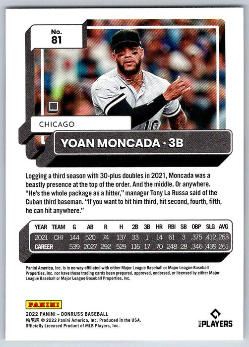 Yoan Moncada 2022 Donruss Baseball # 81 Chicago White Sox - Collectible Craze America